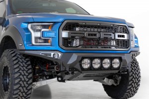 Ford F-150 Raptor Bumper - Front - Addictive Desert Designs - Bomber with 4 Rigid 360 6in Round Mounts - Hammer Black - `17-`20